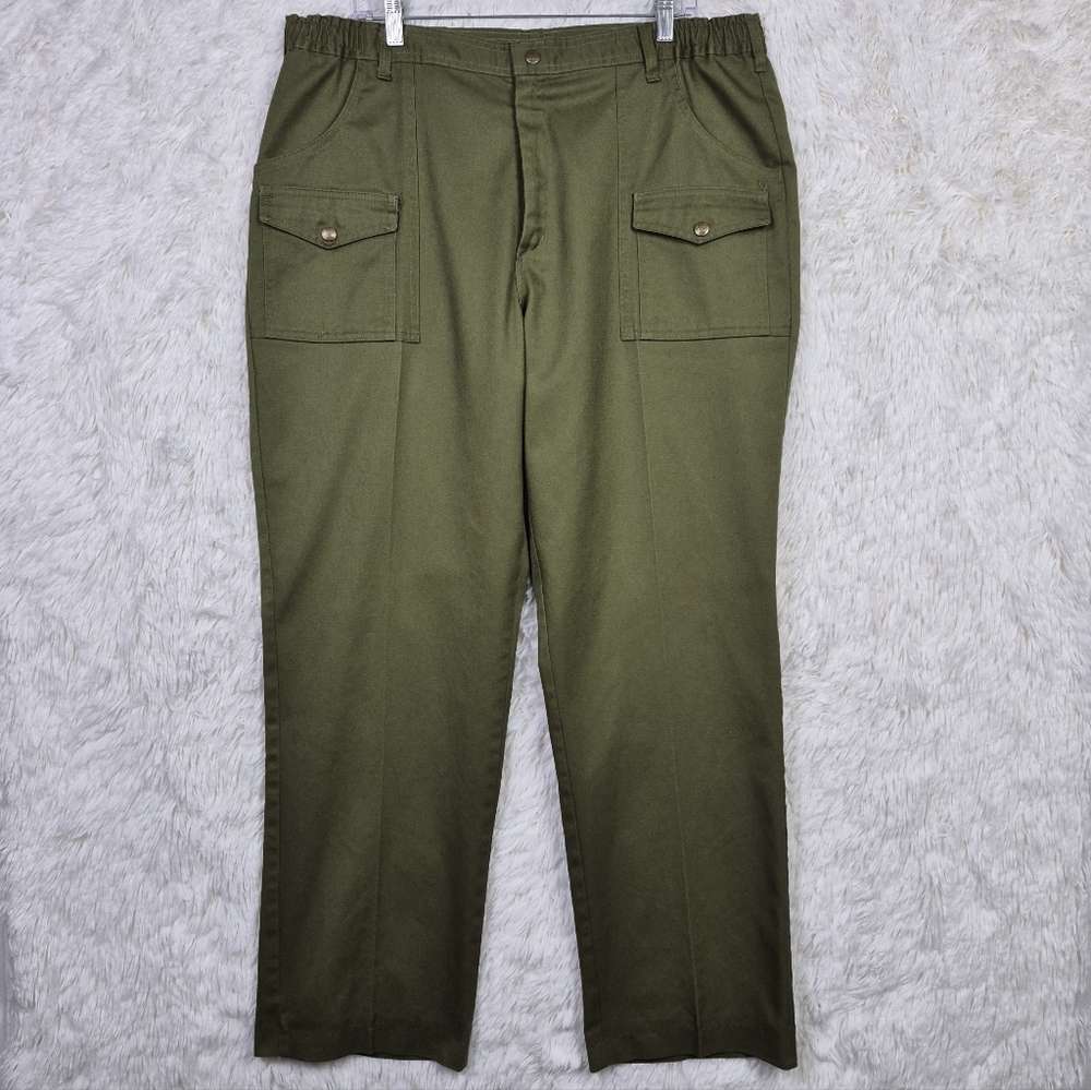 VTG Boy Scout Pant Men Olive Green BSA Uniform Cargo Union Made USA 40x32